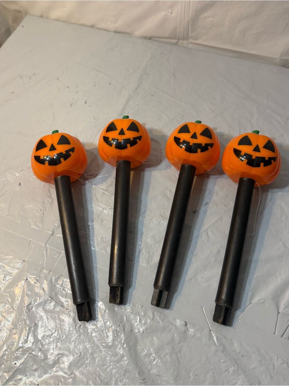 Spooky Halloween Pumpkin Solar Stake Lights, LED Yard Decorations, 4 Pack